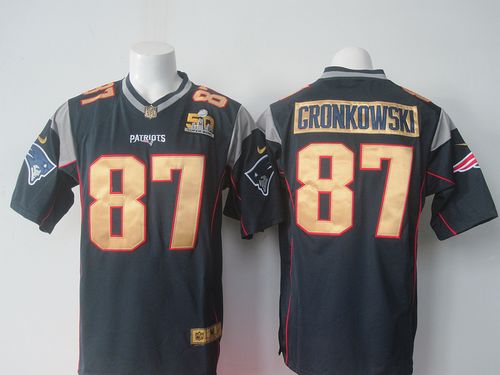 Nike Patriots #87 Rob Gronkowski Navy Blue Team Color Super Bowl 50 Collection Men's Stitched NFL Elite Jersey